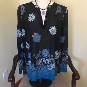 LOFT Popover Floral Print Top, size XS
